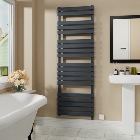 Electric Flat Heated Towel Rail Radiator Sand Grey 1800x600 1000W