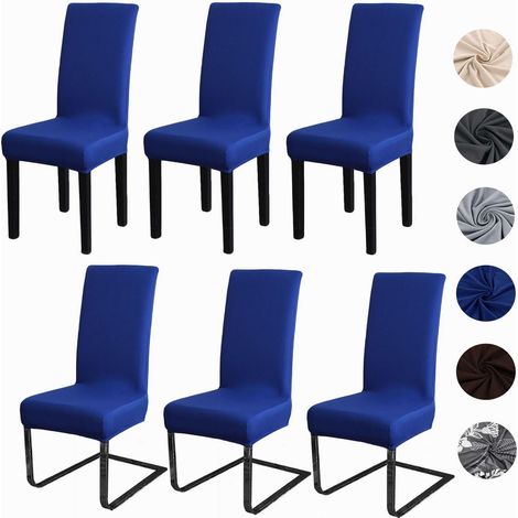 Stuhlhussen 6er Set, Stretch, abnehmbar, waschbar, Spandex, marineblau (1/5)