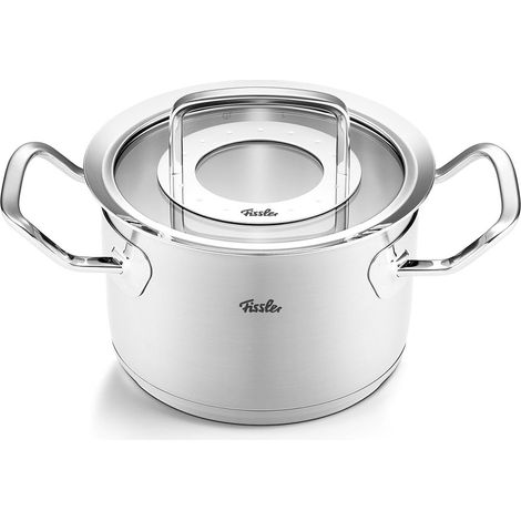 Faitout En Acier Inoxydable (16 cm, 2,1 l) Avec Couvercle En Verre, Compatible induction, Argenté (1/2)
