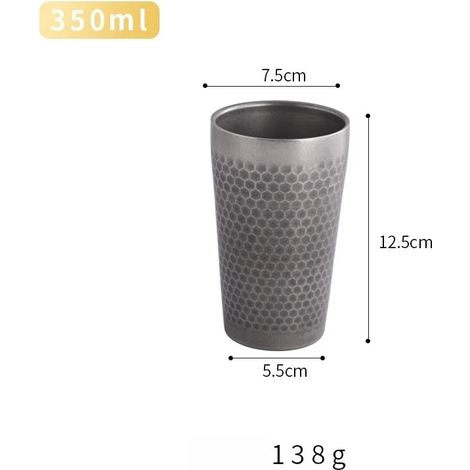 Chope à bière isotherme à double paroi (350 ml), en acier inoxydable 304