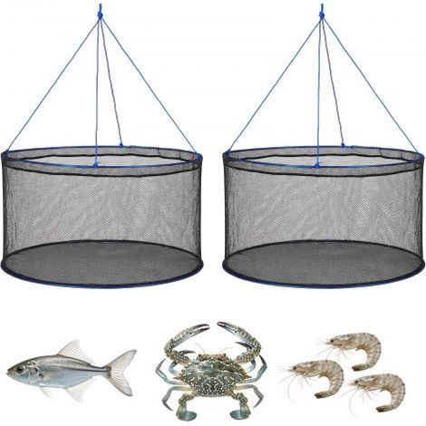 Faltbare Köderfischreusen 2er-Set, Tragbare Fishfallen zum Hochziehen von Krabben und Fischen, Krabbensenke mit Seilen, Ködertaschen und Tragetasche, für Elritzen Flusskrebse Garnelen Krabben (1/5)