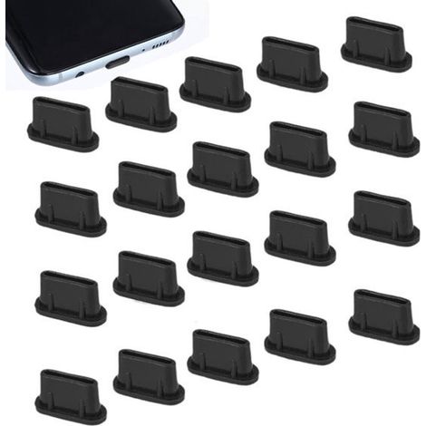 Lot de 20 bouchons anti-poussière en silicone pour port USB-C - Bouchons anti-poussière - Capuchon de protection pour port USB-C - Protection anti-poussière - Protège contre la poussière, le sable, la (1/5)