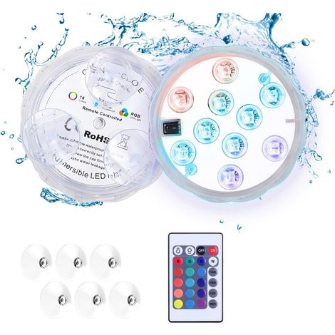 Luces de piscina sumergibles RGB a prueba de agua IP68 con control remoto, luces LED multicolor recargables para spa subacuático (estilo B2) [Clase energética A] (1/5)
