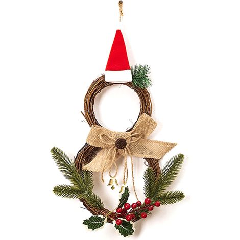 (Weihnachtsschneemann mit Glöckchen) Kreative Türdekoration mit Weihnachtskranz, Weihnachtsmann und Schneemann (1/2)
