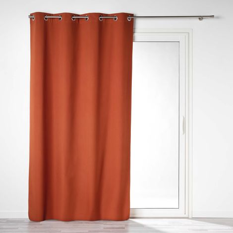 Homemaison – Rideau occultant 140 x 260 cm – 100% microfibre – Œillets métalliques – Opacité élevée – Coloris terracotta