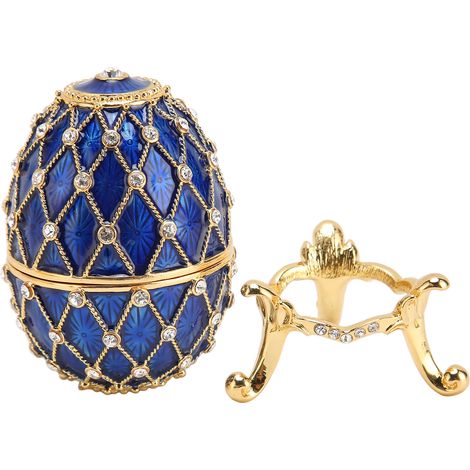 Petite boîte à bijoux avec charnière amovible, en alliage de zinc en forme d'œuf, finition brillante, boîte de rangement décorative pour bijoux. (1/5)