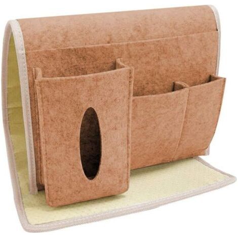 Marron-Poche de Chevet, Poche de Rangement pour lit, Sac Suspendu pour Canapé, Organisateur de Rangement de Chevet pour Téléphone, Télécommande, Journal, Stylo, Magazine, Lunnettes (1/5)