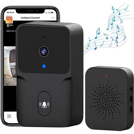 Sonnette sans Fil avec Camera, Sonnette sans Fil Exterieur, Support des appels vidéo, Talk - Talk Variable, Capture d'image, Vision Nocturne(Noir) -ANPVIZ (1/5)