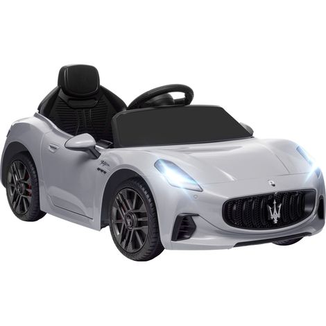 Aiyaplay – Voiture électrique pour enfants Maserati Gran Turismo Folgore – 12V – 1 place – Autonomie 50 min – Contrôle parental – Ceinture de sécurité – Gris