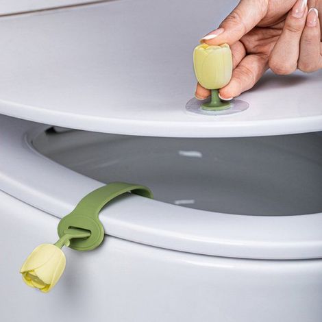 Ouvre-abattant de toilette vert long en 2 parties - Accessoire de toilette portable sans mains sales - Convient aux abattants de... (1/5)