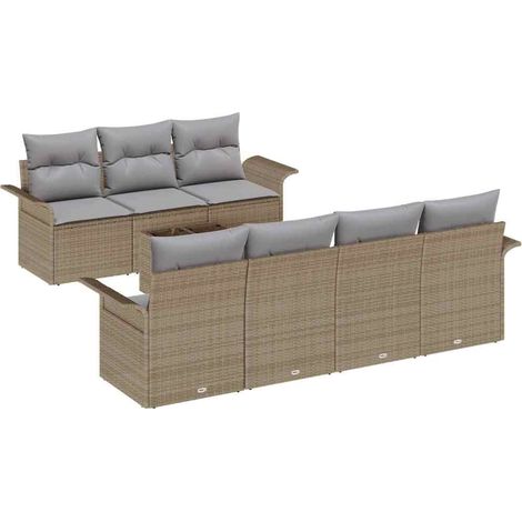 Maison Exclusive - Gartensofa-set mit Kissen 8 pcs Beige und Grau