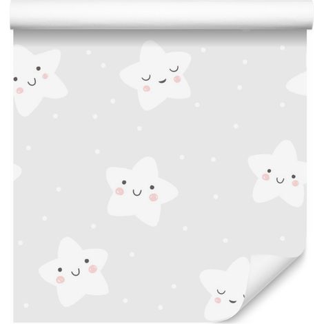 Carta da parati con stelle sorridenti e addormentate per soggiorno e camera da letto, 50x1000 cm. (1/5)