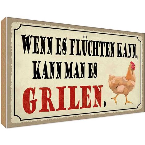 Panneau en bois 30x40 cm, « S'il peut s'échapper », citation/dicton pour barbecue (1/4)