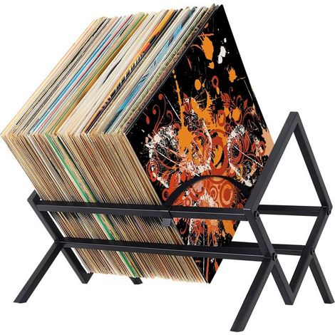 TTLIFE Support de Rangement pour Disques Vinyles Présentoir d’exposition et de rangement, Peut contenir jusqu 80 à 100 LP, Métal (1/5)