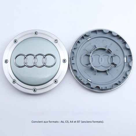 Cache-moyeu de roue 8 trous compatible Audi A6 C5, A4 B7, TT, A8 – Centre de jante, capuchon de moyeu pour jante voiture, accessoire roue auto en aluminium + ABS, kit 4 pièces – Vert (1/2)