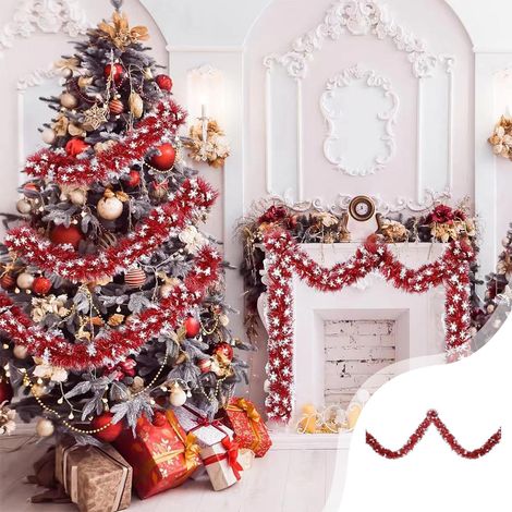 Guirlande De Noël - Guirlande En Plastique Rouge 10 M - Décoration Intérieure Et Extérieure Pour Arbre De Noël, Plafond, Escalier, Cheminée - 1 Pièce (1/5)