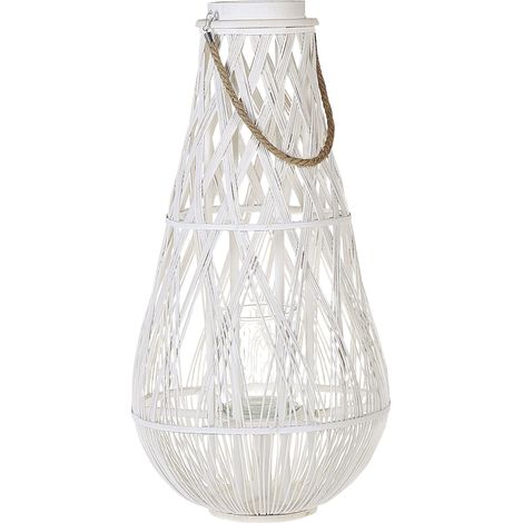 Lantern TONGA Bamboo Wood 77 cm White