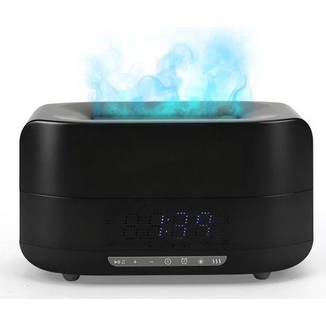 Difusor de aromas con efecto llama 3D，400 ml de luz de llama，luz nocturna LED de 7 colores y control remoto，la oficina y el dormitorio (negro) (1/5)