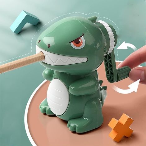Taille-crayon manuel amusant - compact et durable - taille-crayon créatif en forme de dinosaure - le cadeau idéal pour les enfants et les adultes. (1/5)