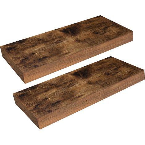 Étagères Murales, Lot de 2, Tablettes Flottantes, Suspendues, avec Supports Cachés, Longueur 40 cm, pour Salle de Bain, Chambre, Toilettes, Cuisine, Bureau, Salon, Marron Rustique (1/5)