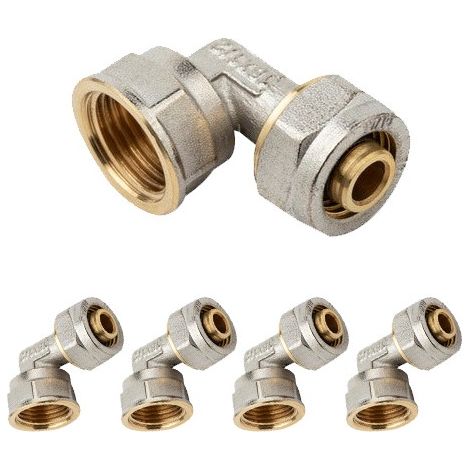 5 Stück Innenwinkelstück 1/2'' für Mehrschicht Kompressionsrohr 20mm, ohne dass eine Crimpmaschine erforderlich ist, grau