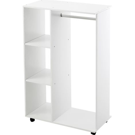 Armoire ouverte avec barre et étagères 80x40x128 cm Blanc