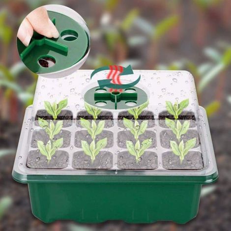 Bac à semis, Lot de 12 Plateaux de Germination à 12 cellules Serre Interieur Plateaux de Culture (1/4)