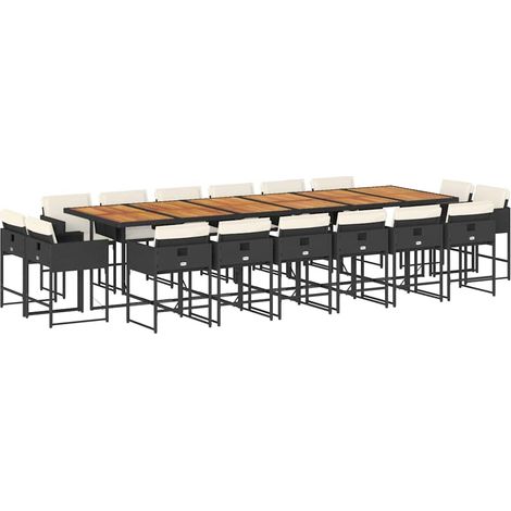 Maison Exclusive - 17-tlg. Garten-Essgruppe mit Kissen Schwarz Po