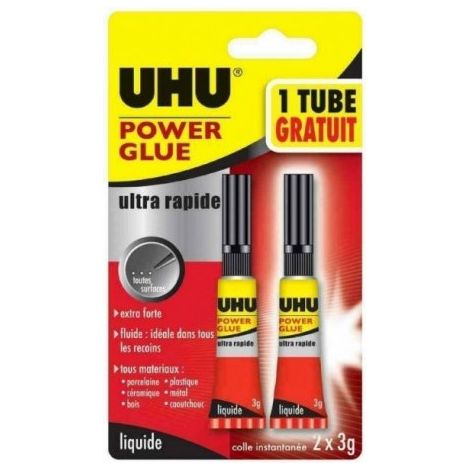 UHU Power Kleber Minis flÃ¼ssig â€“ Ultra-schneller und starker Sekundenkleber, lÃ¶sungsmittelfrei, transparent, Tuben 3x1g
