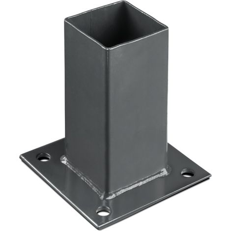 Easycloture – Platine de fixation 60 x 60 mm pour portillon grillagé – Acier galvanisé – Pose sans scellement sur béton – Hauteur 150 mm