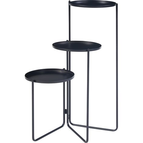 Portapiante a 3 livelli metallo 70 x 48 x 25 cm nero 030010706