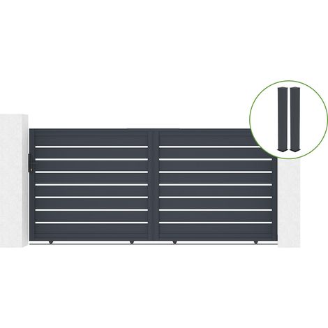 Puerta corredera 3,5m VOGEL H.160cm aluminio gris + 2 postes 20x20cm H.190cm (1/4)