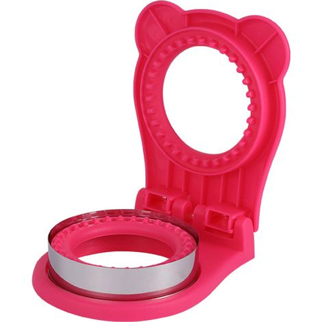 Runder Sandwich-Ausstecher aus Edelstahl mit Handschutz für Burgerbrot, rot und pink (1/5)