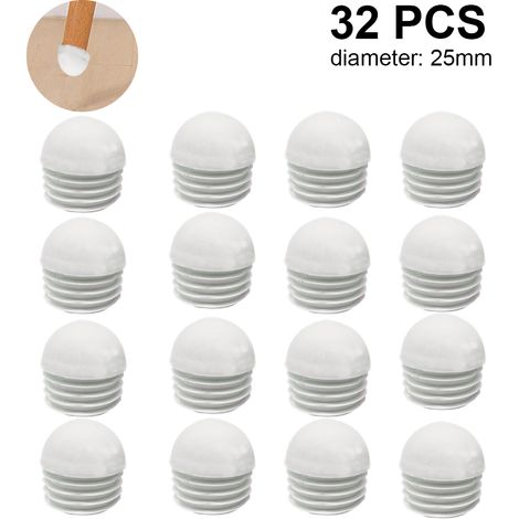 Bouchons De Tube Ronde - 19 mm Et 25 mm - En Polyéthylène - Pour Pieds De Chaise En Acier Tubulaire - 32 Pièces (1/5)