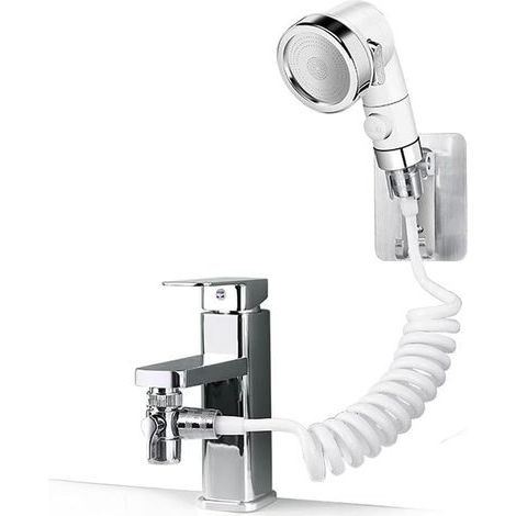 Pommeau de douche sans impact, ensemble de douche réglable pour robinet de salle de bain - douchette avec raccord rapide, flexible détachable, douchette pour se laver les cheveux et laver les animaux (1/5)