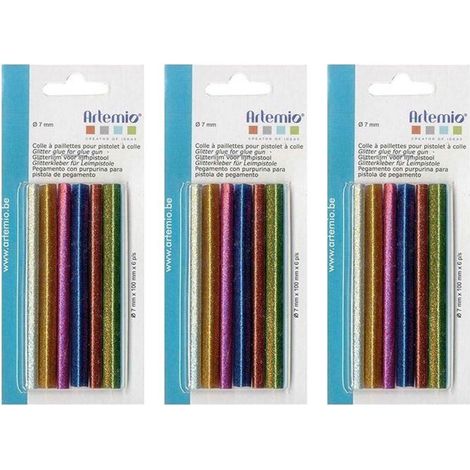 18 recharges pistolet à colle 7 mm - paillettes (1/3)