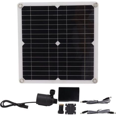 FITLAB-Kit de pompe à eau solaire, fontaine d'eau, pompe d'irrigation de fleurs, DC12V 22W avec panneau solaire 100W (1/5)