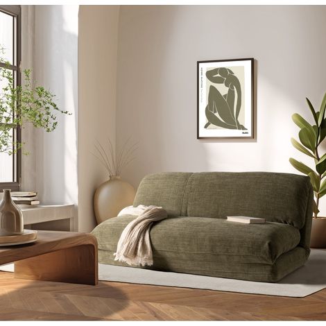 ANGELE - Chauffeuse convertible 2 places en tissu couleur vert (1/5)