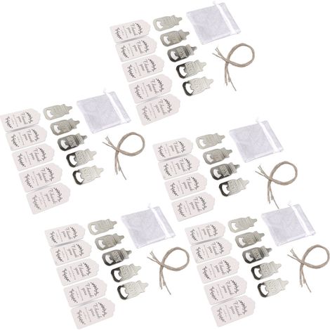 24 pièces ouvre-bouteille en alliage de zinc, forme mignon biberon, argenté, cadeau de retour pour fête de naissance (1/5)
