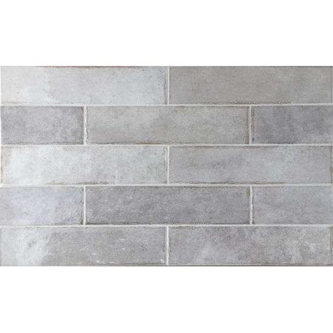 Eiffel Art Construction – Carrelage mural effet zellige gris brillant 6x24,6 cm – Grès cérame pour intérieur – Finition brillante – Nuances V4 (1/3)