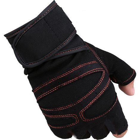 1 paire Gants de fitness, demi-doigts respirants avec soutien des poignets, pour haltères, musculation, équitation et conduite (1/5)
