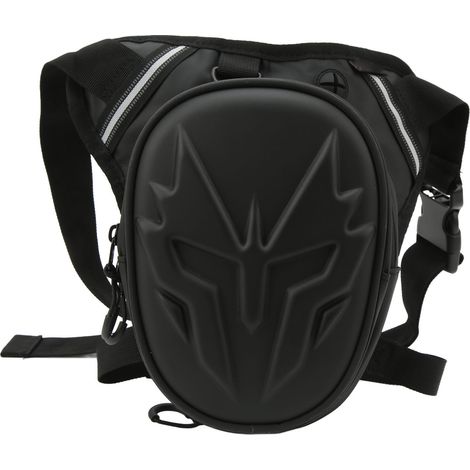 Sac de jambe de moto en PVC mat, pochette de chute, sacs de cuisses multifonctionnels pour l'extérieur noir