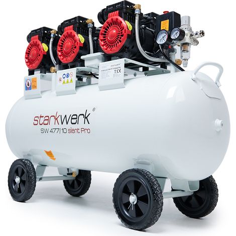 Starkwerk Flüsterkompressor Kompressor Silent SW 477/10 Pro Ölfrei 230 Volt - 10 Bar - 100 Liter Kessel (1/5)
