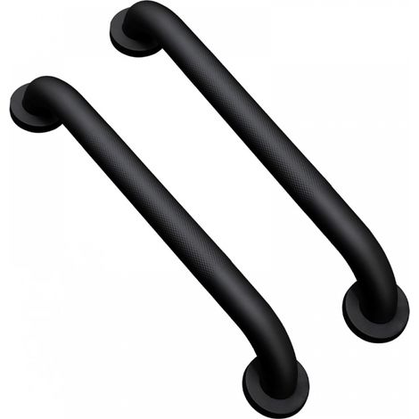 Barra de apoyo antideslizante para baño con mango moleteado (paquete de 2, 40 cm, negra) (1/5)