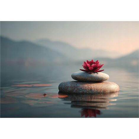 Fototapete Blumen Steine Spa – Moderne Großformat Wandtapete 150x105 cm – Für Wohnzimmer & Schlafzimmer