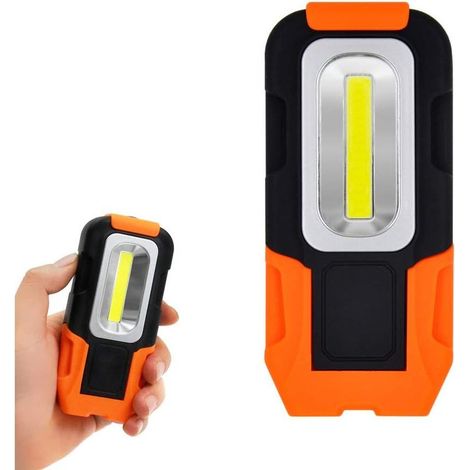 Lampe de Torche Poche LED Lampe Baladeuse 3W COB LED Batterie Portable Aimantée Ultra Puissante avec Base Magnétique et Crochet 3X AAA Pôles non Incluses Lot de 1 de Enuotek [Classe énergétique A+]-Fe (1/5)