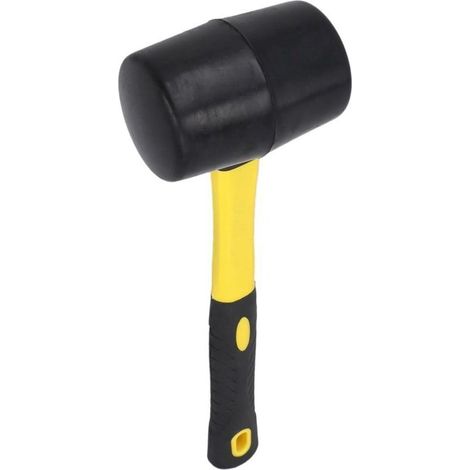 Maillet Caoutchouc Noir Ø 65 mm – Midi Marteau de Carreleur, Carrossier, Maçon, avec Manche Bi-Matière 2K