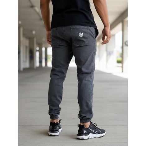Jeans da jogging da uomo Jigga Crown grigi, taglia M (1/5)