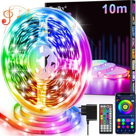 LED Strip, 10 m Flexible RGB LED Strip Decoration Room, Bluetooth App Control Sync with Music Rhythm, Led Bedroom for Gaming Room, Ceiling, Wedding, Party, Kitchen, TV, Office [Energy Class A] (1/5)