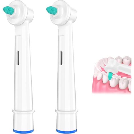 Interdental Lot de 2 têtes de brosse à dents de rechange pour brosse à dents électrique Braun Oral-B en microfibre haute densité pour interdentaires et appareils dentaires (1/5)